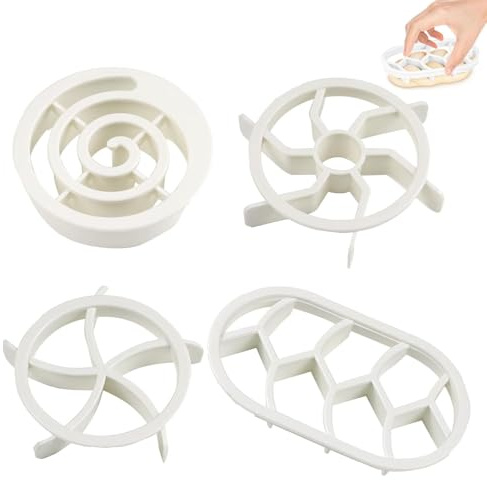 4 Sellos De Pan Herramientas De Prensa De Pan Christina Sello De Pan Cortador De Rollo De Galletas Sello De Pan Herramientas De Prensa De Pan Para Hornear Diy (Blanco)