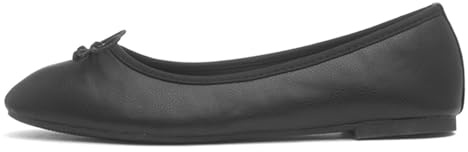 Lilley Womens Black Square Toe Bow Ballerina Shoe - Size 6 UK - Black