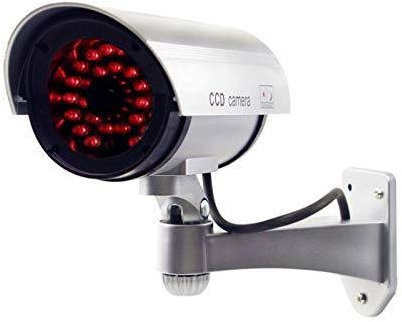 O&W Security Lot de 2 caméras de surveillance factice professionnelles avec objectif et LED clignotante
