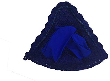Spire Bonnet de protection pour les oreilles en coton doux au crochet respirant (Poney, Bleu marine)