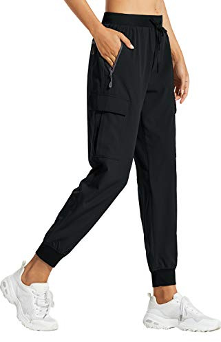 Libin Pantaloni Trekking Donna Leggeri ad Asciugatura Rapida Cargo Jogger Sportivi Escursionismo Safari Casual Impermeabili Pantaloni per all'Aria Aperta, Nero XL