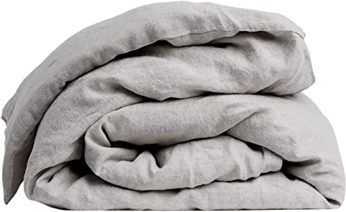 My Linen Home Bettdeckenbezug aus 100% Stonewashed Leinen in Natur I Steppdeckenbezug I Maschinenwaschbar I Bettdeckenbezug mit Reißverschluss I Double Bettdecke 200x200 cm