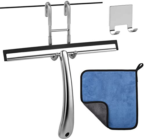 cocofy Duschabzieher Edelstahl 25 cm breit, Duschwand Abzieher Glasabzieher Dusche Bad Abzieher Dusche Dusch Abzieher Dusche Squeegee Flitsche Dusche, Duschwand Abzieher, Duschabzieher ohne Bohren