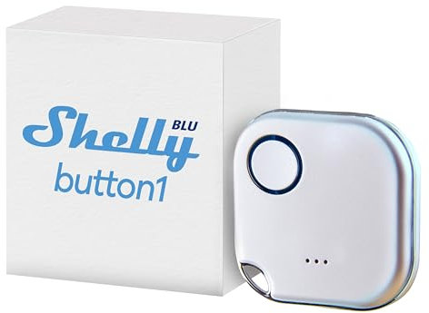 Shelly BLU Button1 Blanc - Bouton télécommande intelligente, Contrôleur Domotique Bluetooth, Commades et Scènes intelligentes, app iOS, Android, Compatible avec BTHome