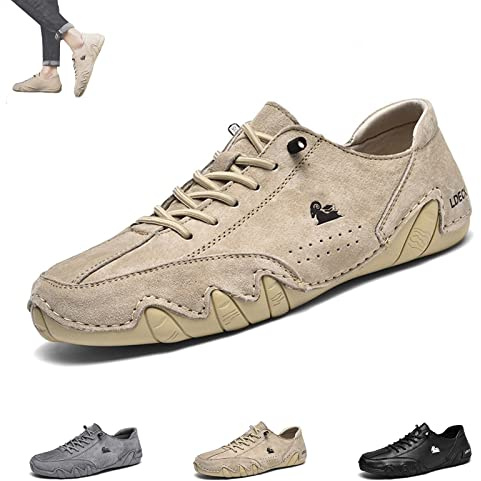 Bottes basses en daim faites à la main italiennes, chaussures Beck hommes imperméables antidérapantes respirantes baskets décontractées chaussures de marche bottes Chukka ( Color : Khaki , Size : 42 )