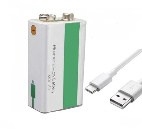 TGHY Li-ion-batteri 9V Litiumbatterier med hög kapacitet 5500mAh Långvariga batterier USB-uppladdningsbart litiumbatteripaket med USB-kabel (4 st)