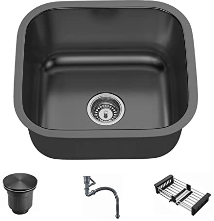 TULAZOU Dunkelgrau Spülbecken,35x33cm Küchenspüle Einbauspüle Waschbecken Küche Spülbecken Edelstahl Waschbecken