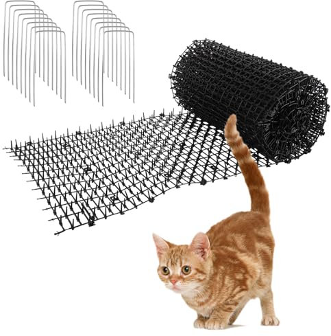 JMIATRY Pinchos Anti Gatos 30x400cm, Repelente Gatos, Alfombrilla Anti Gatos para Interior Exterior Césped Jardín Protección de Plantas