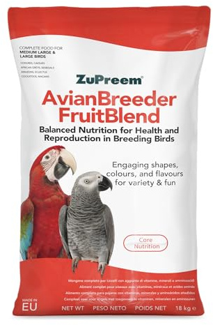 Zupreem Multifrutas Breeder Alimento para Aves de Tamaño Mediano-Grande y Grande - Pienso para Pájaros Indicado para la Cría de Cotorras, Loros, Guacamayos, Cacatúas y Caiques - 18 kg