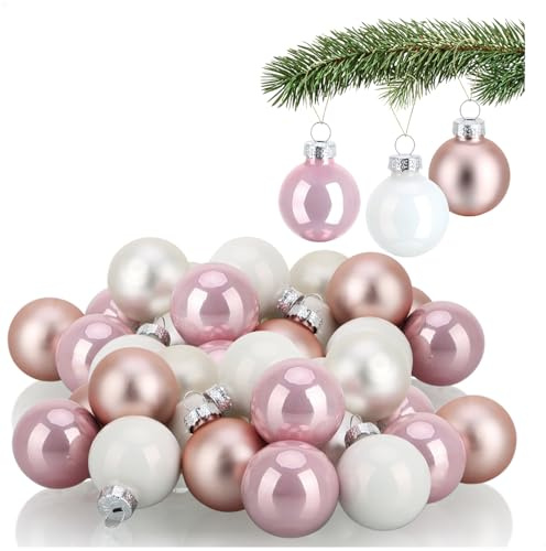 COM-FOUR® 40x Palline di Natale - decorazioni per l'albero di Natale - mini palline di vetro Ø 3 cm - Decorazione natalizia - piccole palline di Natale in vero vetro per Natale