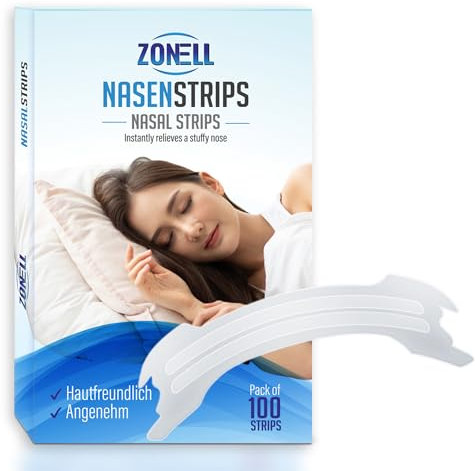ZONELL Transparente Nasenpflaster - 100Premium, Anti-Schnarch Nasenstreifen für besseres Atmen Nose Strips gegen Schnarchen Allergien, Schlaf & Sport