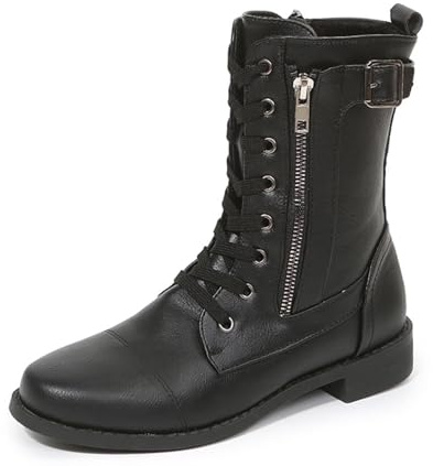 Générique Femme Bottes Confortable Bottines en Cuir avec Fermeture éclair latérale et Boucle pour Femme, Bottines Confortables, mi-Mollet, Hiver Outdoor Confortable Chaudes Boots (Black, 42)