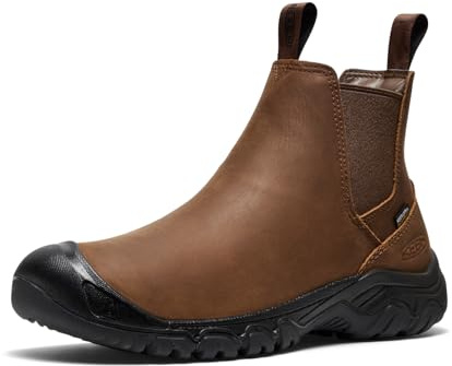 KEEN Men's Anchorage 4 Waterproof Pull On Durable Insulated Snow Boots, Dark Earth/Black, 9