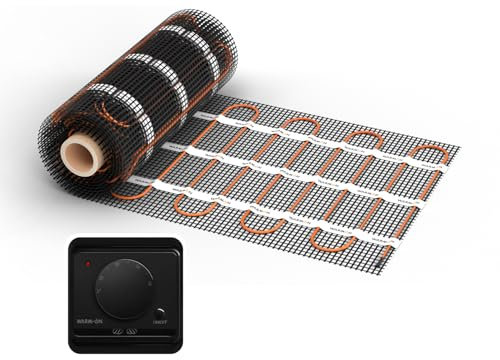 Chauffage au sol électrique : tapis chauffant à deux fils WARMON Ultra 200 W/m² avec thermostat AC3082H analogique, dimensions du tapis : 7 m²