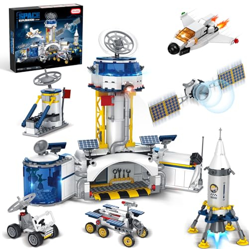 Sitodier Ensemble de Blocs de Construction pour Base Spatiale et Lancement de fusée, 824 pièces, Jouet de Construction pour Base Lunaire pour Enfants, garçons et Filles de 8, 9, 10, 11, 12 et 13 Ans