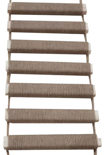 Kattstege 25 x 80 cm hängande kattbro i trä lindad med linnerep repbeständig stege för inomhus katter tillbehör husdjur klösstolpe husdjur för inomhus katter bro