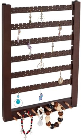 PH PandaHall Porte Bijoux Mural en Bois Présentoir à Boucles D'Oreilles en Bois à Suspendre Présentoir Organisateur pour 155 paire Boucles D'Oreilles Rangement de Bijoux Boutique à Domicile, Brun Coco
