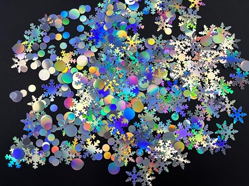 Christmas Glitter Snowflake Confetti Sequin - 700PCS Christmas Table Scatter Decorations, Silver Metallic Party Sequin for Winter Weddings Holiday Xmas Birthdays Craft & DIY Décor