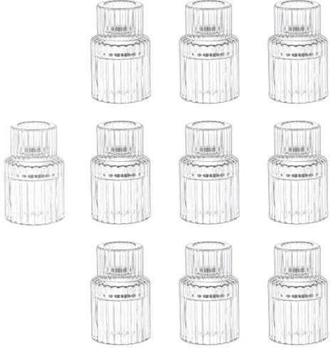 Candelador de Vidrio 10 Piezas 10 por Velas de té Transparentes para Bodas, cumpleaños, Centro de Mesa del Festival 1.4x2.8 Pulgadas