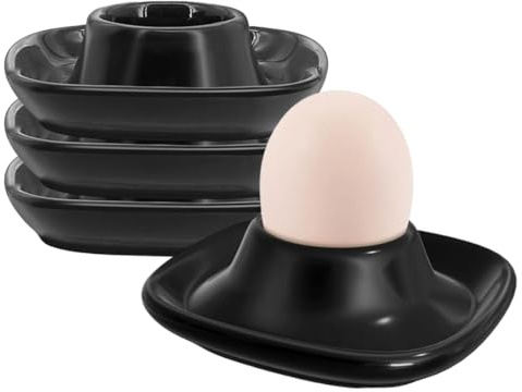 YUVKIN 4 porta uova alla coque, portauovo in plastica infrangibile, contenitori per uova in materiale alimentare sicuro, accessori da cucina, ideale per bambini e campeggio (Bianco)
