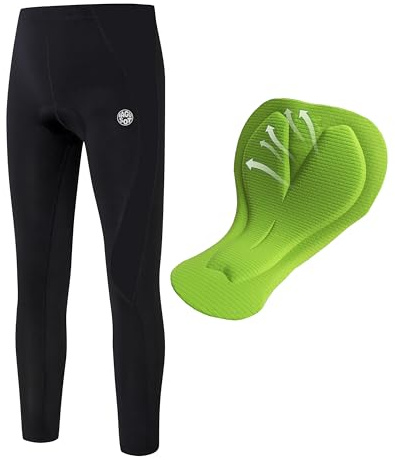 Kids Cycling Pants Boy Padded Bike Tights Bicycle Biking MTB Long Leggings (US, Alpha, Large, Regular, Black)