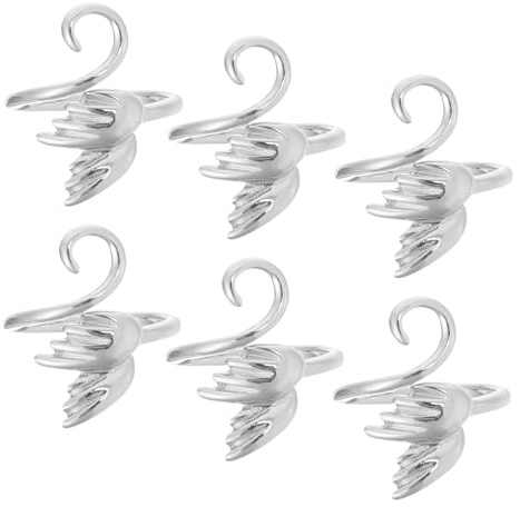FONDOTIN Anillos de Tejer Ajustables para Dedos, 6 Piezas de Aleación de Zinc, Accesorios de Crochet para Tensión de Hilo y Manualidades, Diseño Vintage de Fénix, Uso en Tejido y Costura