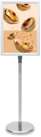 Shinpeed Espositore formato A3, supporto per poster con base stabile, altezza regolabile, supporto per informazioni, espositori, supporto per poster (argento)
