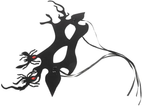 HEALEEP Masque Gothique Araignée Noir Bois de Cerf en Tissu Non Tissé Respirant pour Femmes, pour Banquets et Défilés D'halloween