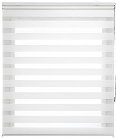 Uniestor Basic store jour nuit, couleur Blanc cassé - store 160 x 180 cm (largeur x hauteur) | Taille du tissu 157 x 175 cm. Store enrouleur double