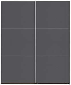 Rauch Möbel Santiago Schrank Schwebetürenschrank, Grau metallic, Schwarz, 2-türig, inkl. Zubehörpaket Classic, 4 Einlegeböden, 2 Kleiderstangen, 1 Hakenleiste, BxHxT 175x210x59 cm