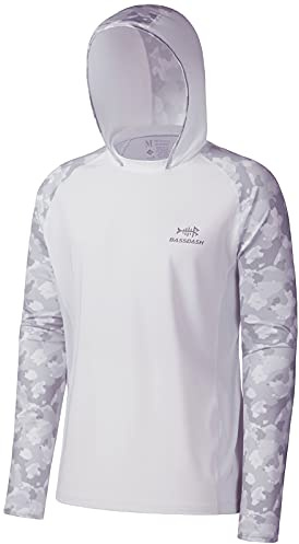 Bassdash Uomo UPF 50 Performance Fishing Shirt Cooling Hoodie Camo Manica Lunga