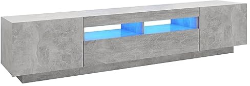 vidaXL TV Cabinet with LED Lights Home Bedroom Living Room Furniture Entertainment Centre TV Stand Hifi Storage Cabinet Concrete Grey