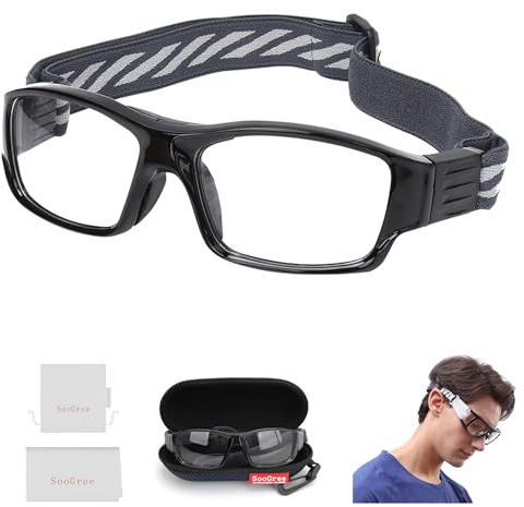SooGree Sports Glasses for Aldult,Protective Eyewear Running Glasses,Basketball Football Glasse Shock Absorption Adjustable Strap