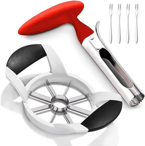 LEIAOLY - Affettatrice e affettatrice per mela - Affettatrice per frutta - Affettatrice per mela - Affettatrice per frutta - Verdura - Manico ergonomico - Presa comoda - 8 lame e fette affilate (2 Pr