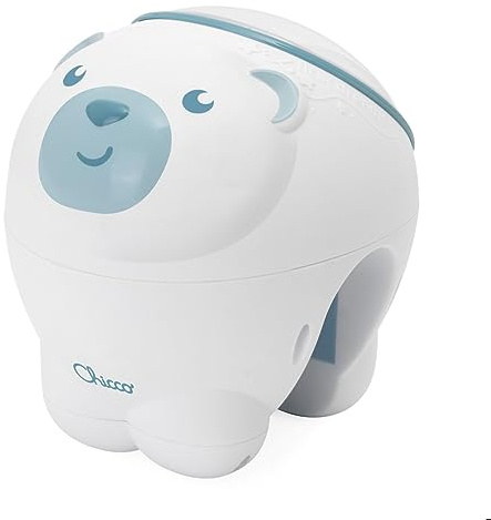 Chicco First Dreams Proiettore Orso Polare, Proiettore 2in1 da Culla e da Comodino, Luce Notturna per Bambini, Musica Classica Rilassante e Suoni Della Natura, Giochi Neonato, 0 Mesi +, Blu