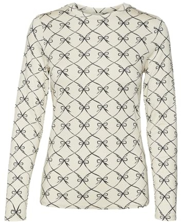 VERO MODA Vmalberte Cilia LS Top Box Jrs Blusa de Manga Larga, Abedul/AOP:Cilia, M Mujeres