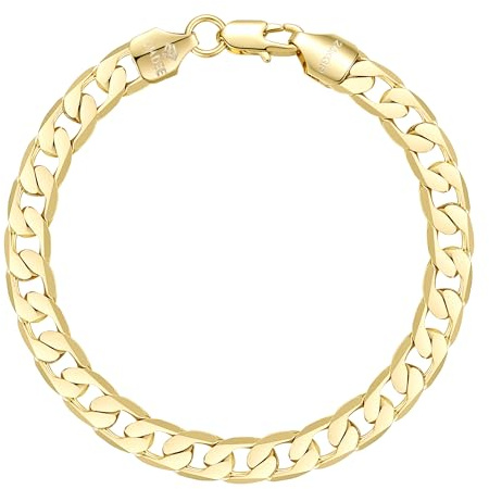 DJADEE Pulsera para hombre chapada en oro de 24 quilates, resistente al agua, regalo para hombres y niños, pulsera plana, 8 mm de ancho, 18-23 cm de largo