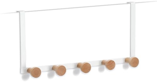 Zeller 13838 Türhänger m. 5 Haken, Metall/Holz, weiß