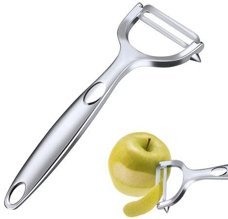 TNOMSNO Pelapatate, Acciaio Inox e Impugnatura Ergonomica Antiscivolo Pelapatate Acciaio, Pelapatate Professionale per Pela Patate, Carote, Frutta e Verdure Varie
