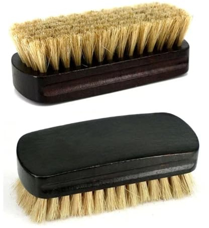 Shoe Brush 1pcs Waxing Brush Hard Bristle Shoe Surface Cleaning Polishing Oiling Brush Imitation Mahogany Black Wood Handle Brush Boot Brush(Black)