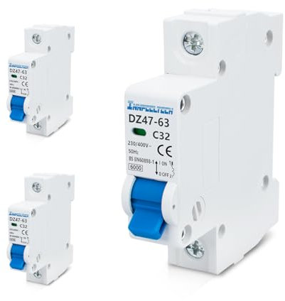 Innfeeltech 3 Stück 32 Ampere 230V Leitungsschutzschalter MCB einpolig Typ B für DIN-Schienenmontage