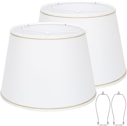 Large White Lamp Shades Set of 2, 12Top x 16Bottom x 11High