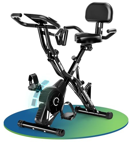 Exercise Bike for Home, SLUNSE 5 IN 1 Indoor Workout Bike,16-Level Magnetic Resistance Folding Stationary Exercise Bike, 350LBS Capacity and Comfortable Seat Cushion