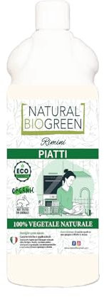 Naturalbiogreen Detergente Ecologico per Piatti 100% Vegetale Naturale Biologico 1 Litro