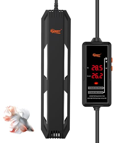 Hygger Calentador de Acuario, Calefacción para Acuario 300W-1000W, 2 Modos de Trabajo con Controlador led Digital Externo, Temperatura 15-34 ℃, 150-908L Tanque (300W (151-265L))
