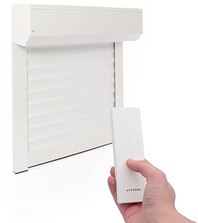 Volet Roulant Electrique Radio Ajustable en Aluminium h155 x l150 cm- Coloris Blanc- Montage Facile , Pour Fenêtre