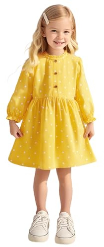 Genérico Peto Vaquero NiñA Mono para Niñas Vestido de Pana Infantil Conjunto Cómodo Diario Tela Transpirable Atuendo Informal Juego (Yellow, 6-7 Years)