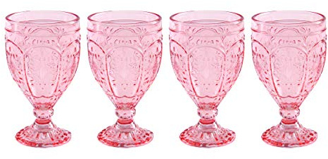Fitz and Floyd Trestle Goblet, 4 Count (Pack of 1), Blush
