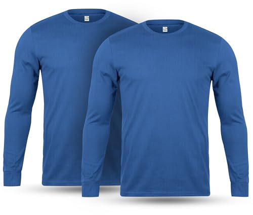 Orbiz Thread Linens 2 Pack Thermal Underwear Mens Full Long Sleeve Vest Top Base Layer Thermals Men Tops Body Warmer Size S-XXL Blue