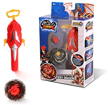 INFINITY NADO Peonza para Niños Juguete de Metal, Peonza de Batalla Lanzador Deluxe-Fiery Dragon, Juguetes para Niños de 5 6 7 8 9 10 11 12 Años, Light Red
